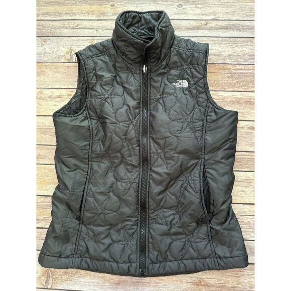 The North Face Women's Small Quilted Vest Black Polyester Zip Sleeveless - Picture 1 of 10